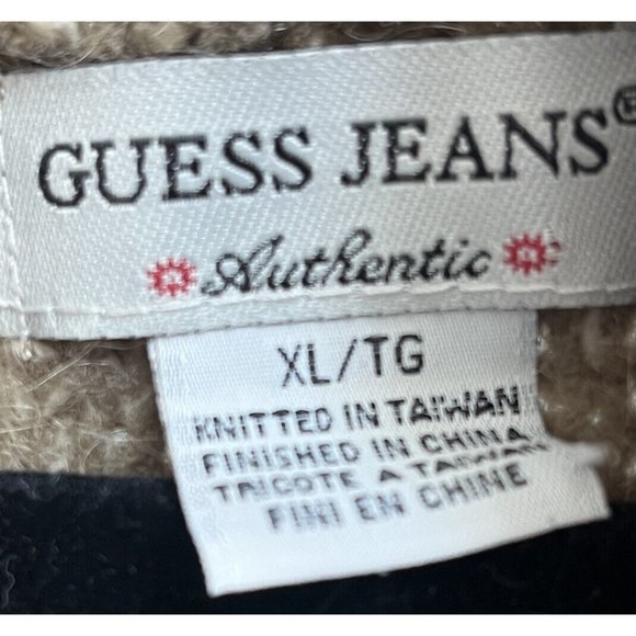 Guess Knit Cardigan Sweater Women's XL Tan Open Front Shawl Vest Tan Brown - Picture 4 of 5